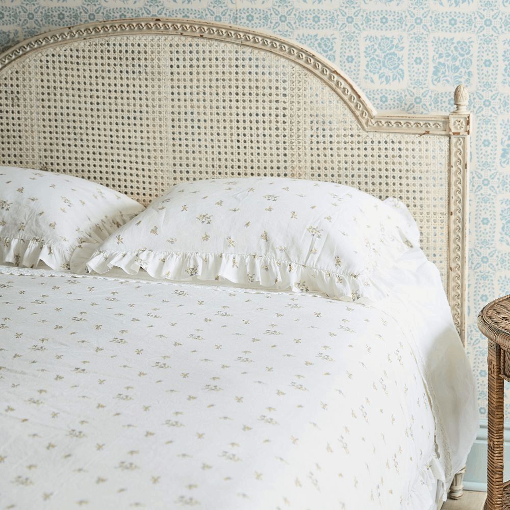 Pottery Barn - Green Row Lavender Bunches Cotton Linen Duvet & Sham Full Queen - Picture 11 of 12